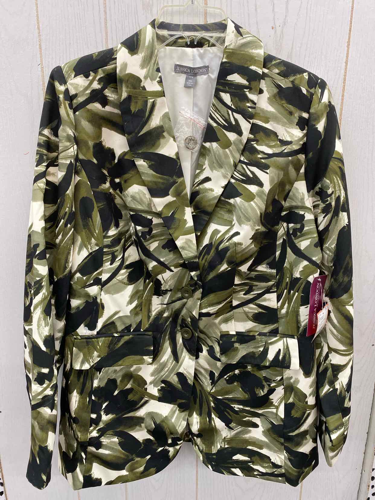 Jessica London Olive Womens Size 12 Tall Blazer