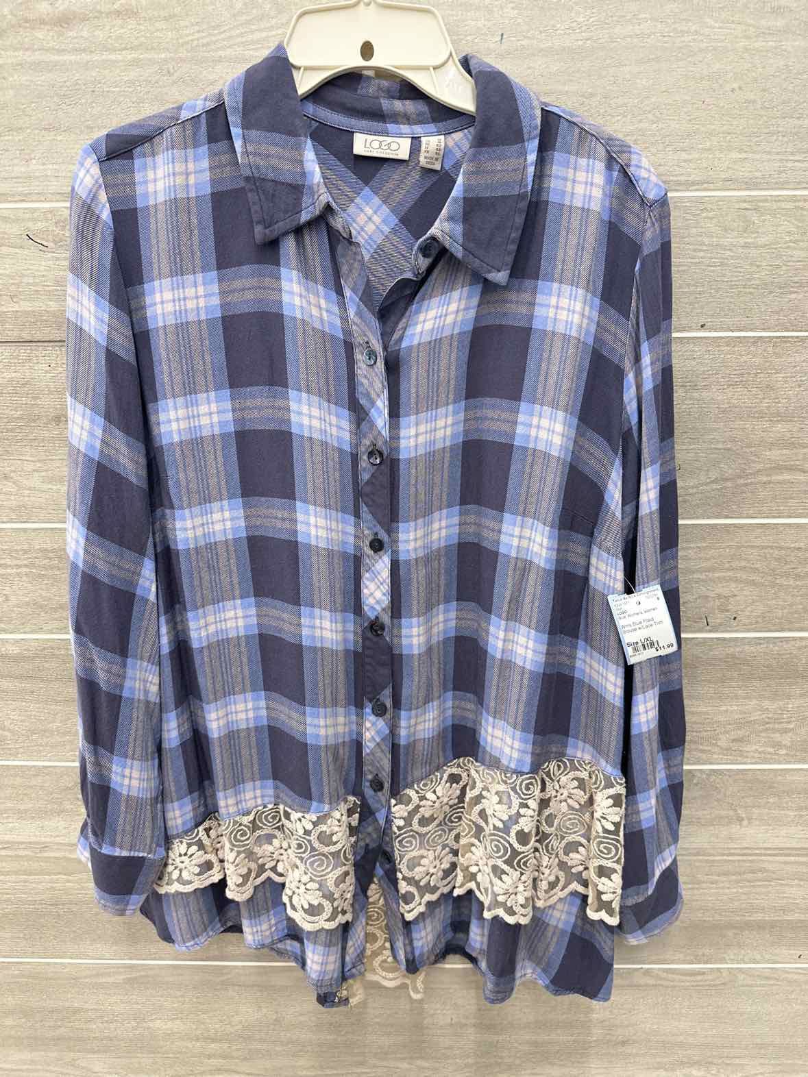 LOGO Size L/XL Blue Womens Shirt