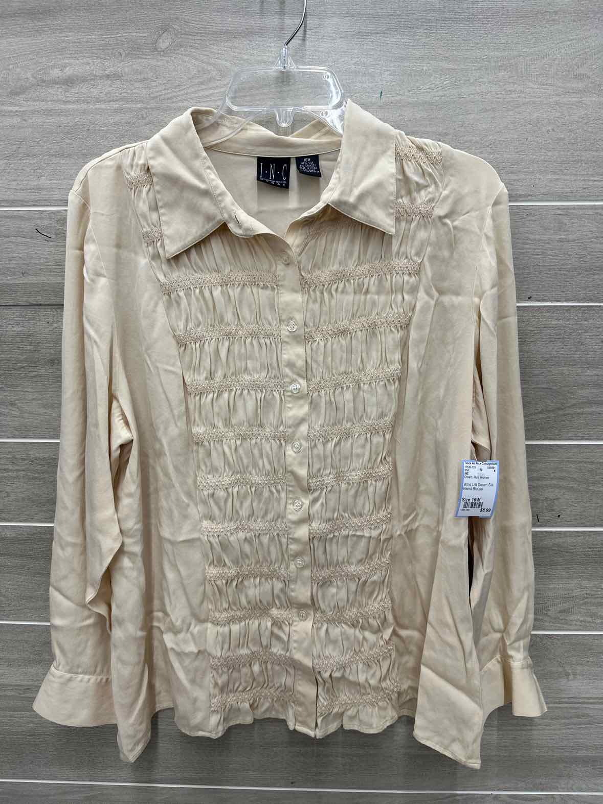 INC Size 16W Cream Plus Shirt