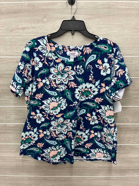 D & Co Size L/P Blue Petite Shirt