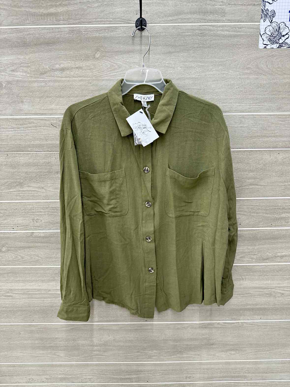 She & Sky Size S/M Olive Womens Shirt