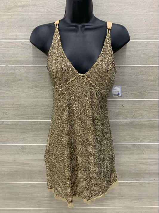 Free People Gold Womens Size Small Dress