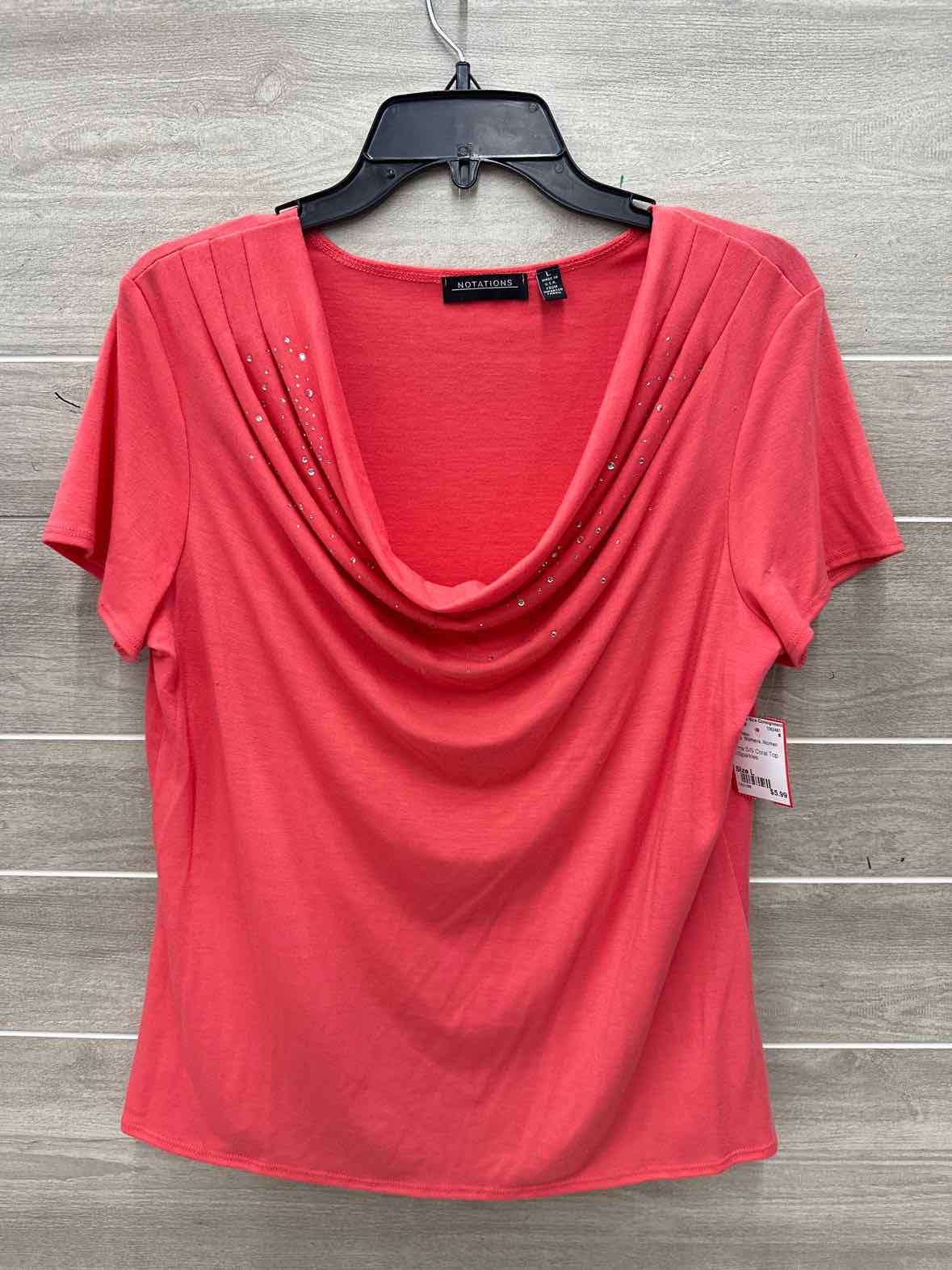 Notations Size L Coral Womens Shirt