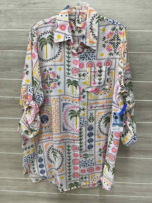 Violet Sky Size 3X White Plus Shirt