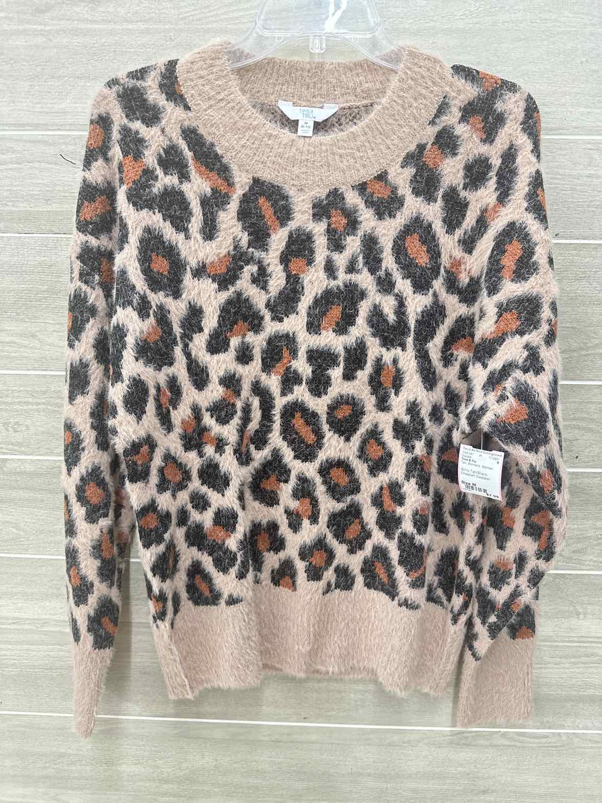 Time & Tru Size M Tan Womens Sweater