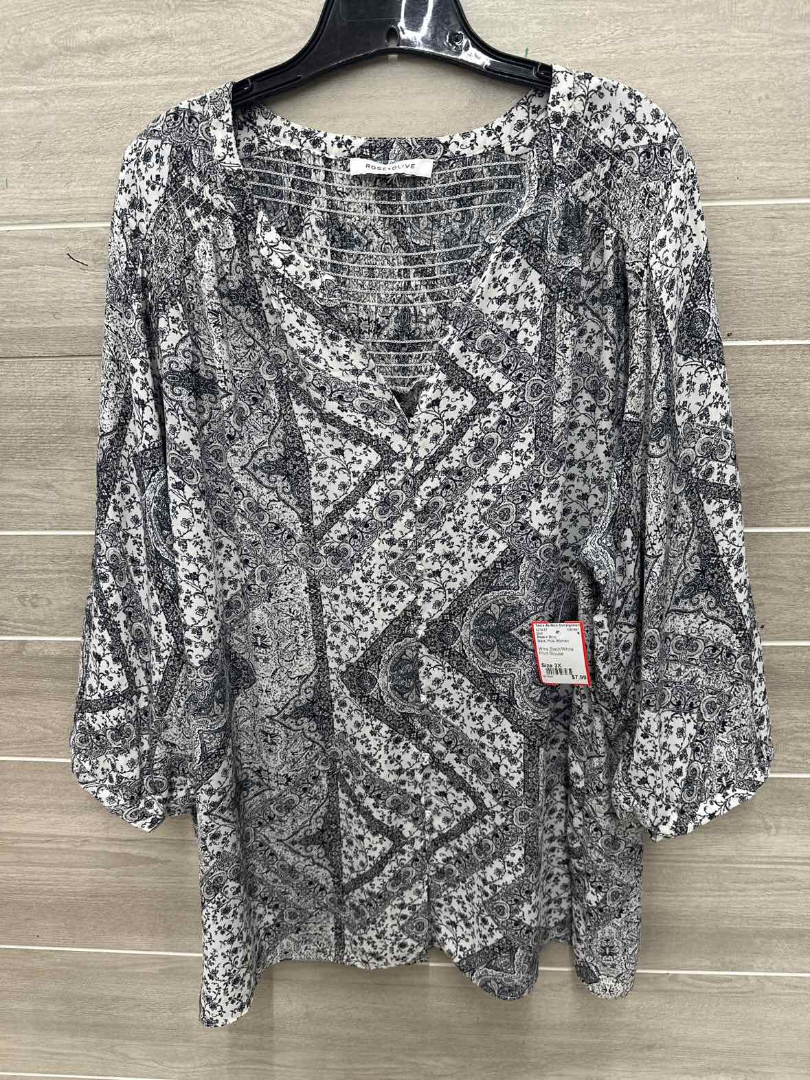 Rose + Olive Size 3X Black Plus Shirt