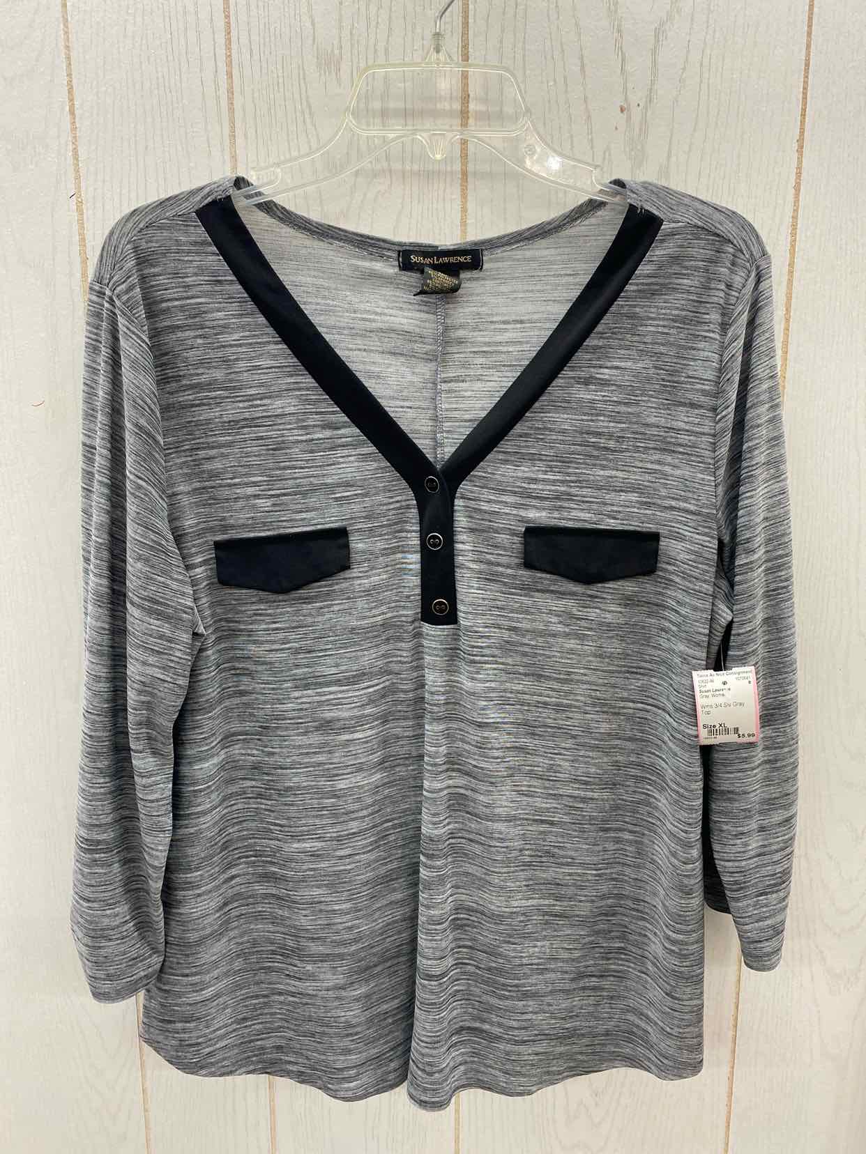 Susan Lawrence Gray Womens Size XL Shirt