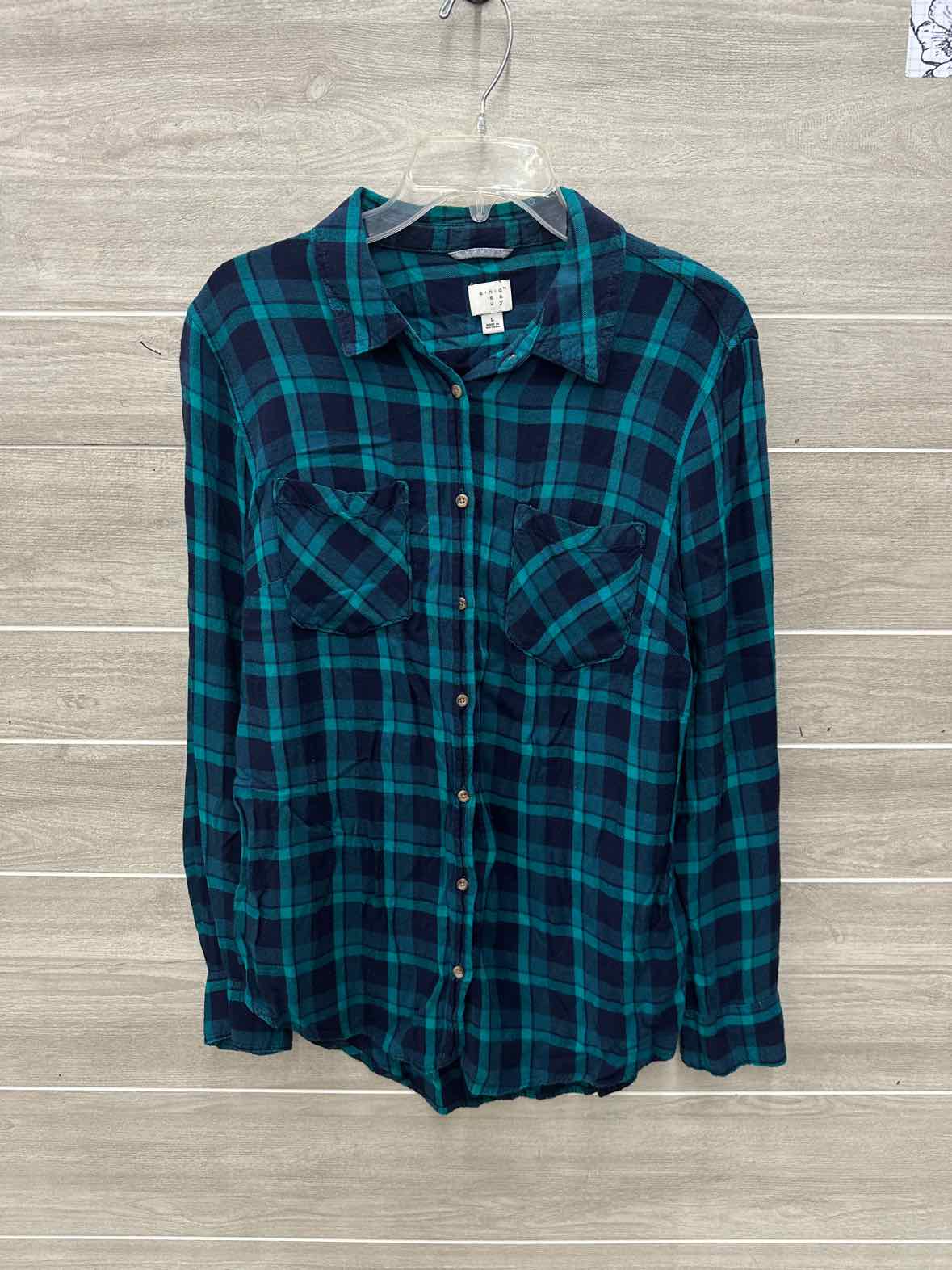 A New Day Size L Teal Womens Shirt