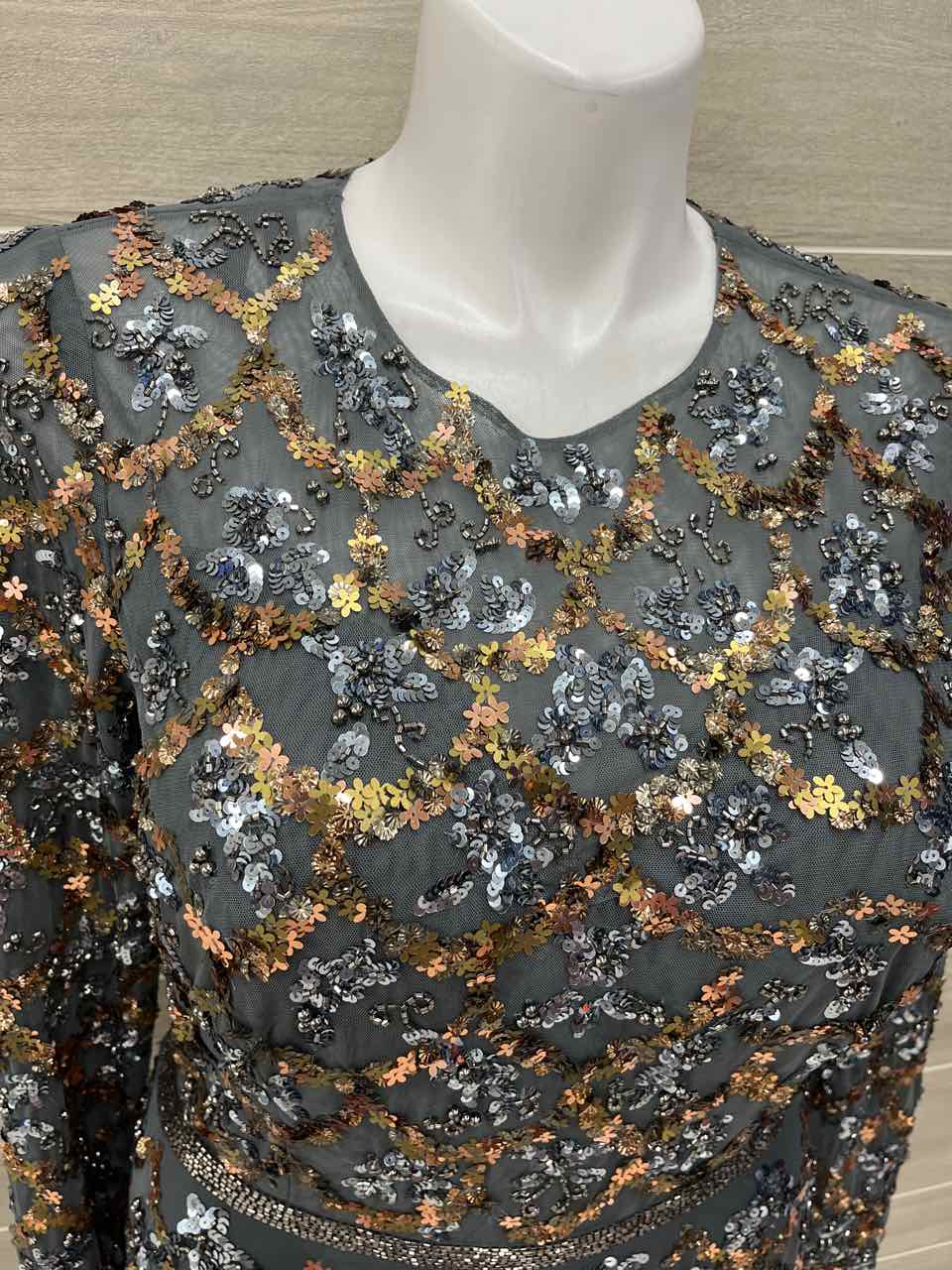 MAC DUGGAL Size 14 Gray Womens Gown/Evening Wear