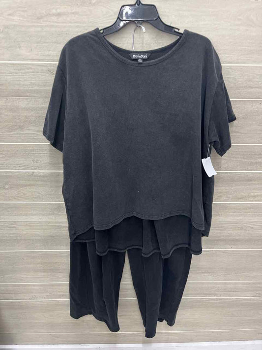Davi & Dani Size 1X Black Plus Pant Set