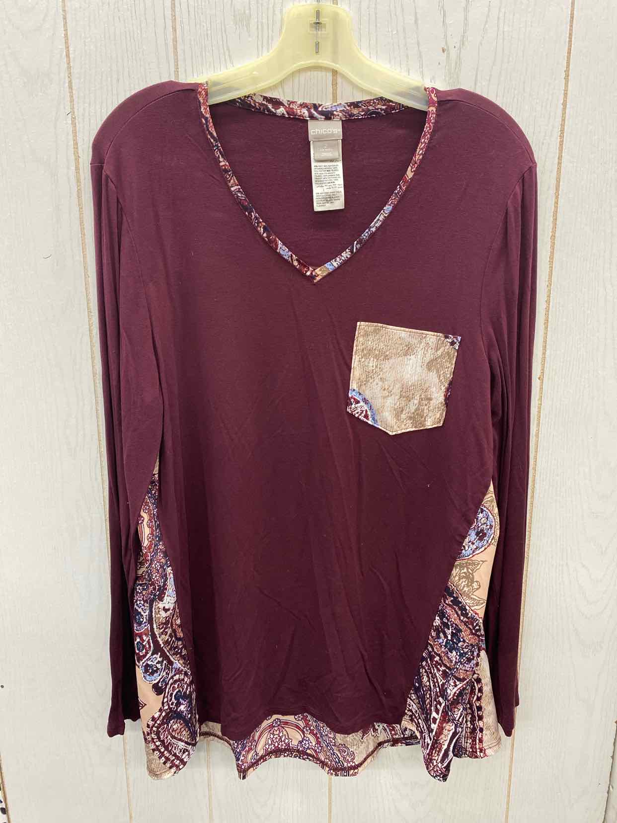 Chico's Burgundy Womens Size L Shirt