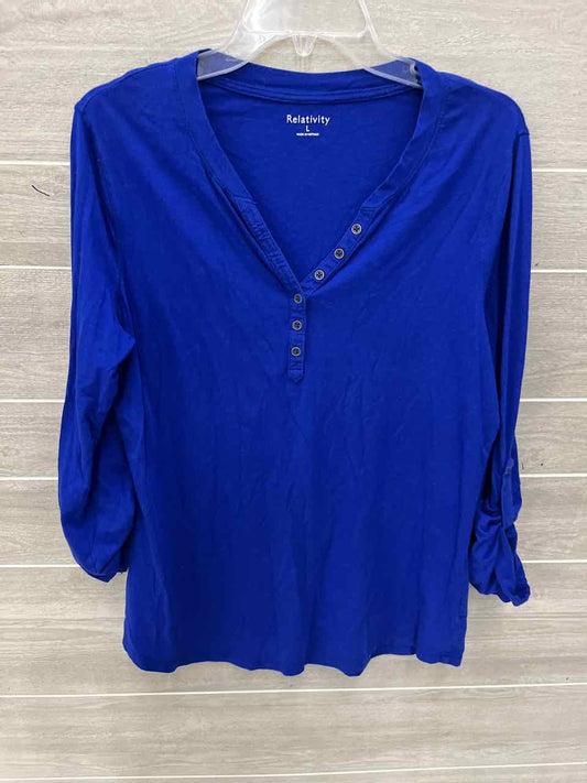 Relativity Blue Womens Women Size L Shirt
