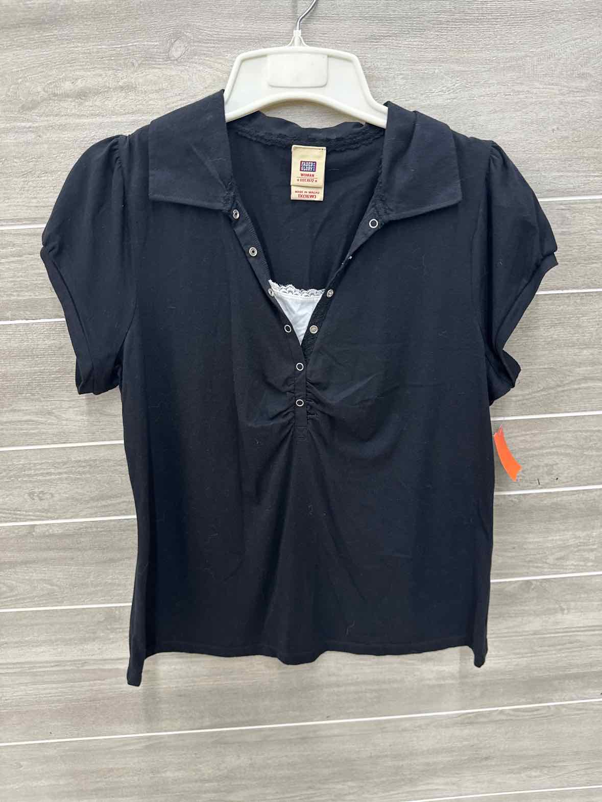 Faded Glory Black Womens Women Size 16W Shirt