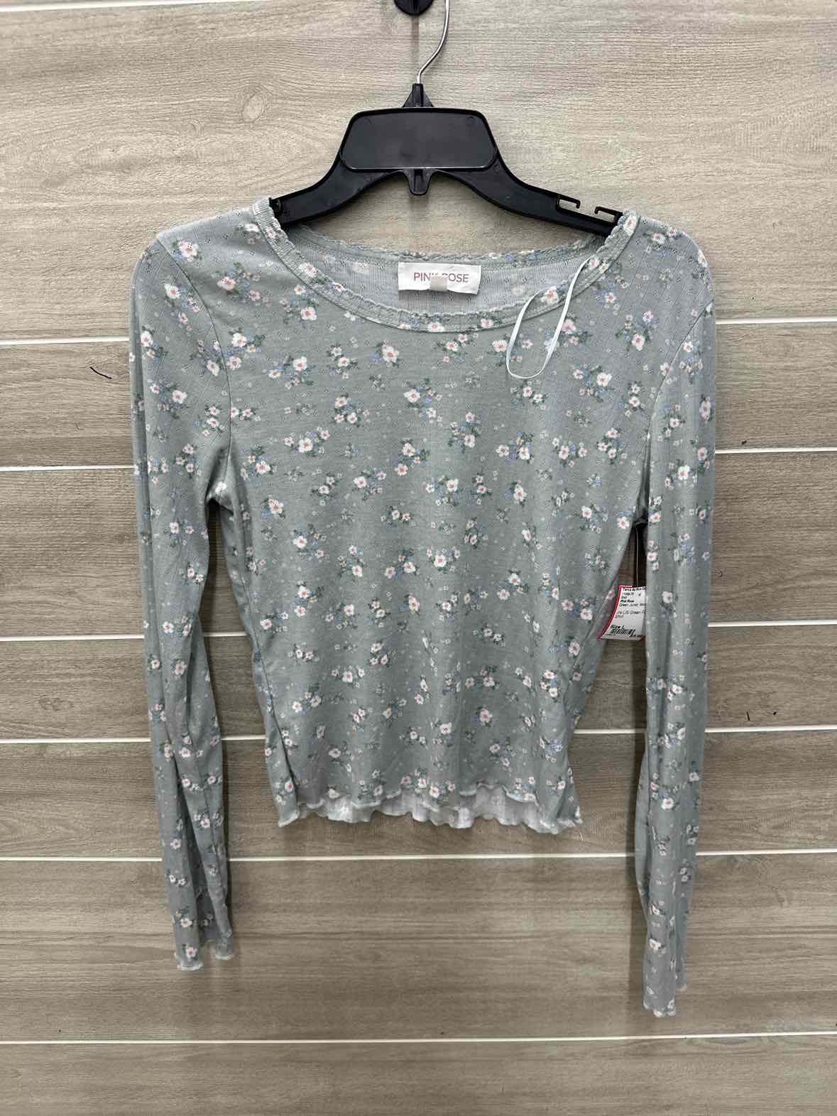 Pink Rose Green Junior Women Size L Shirt