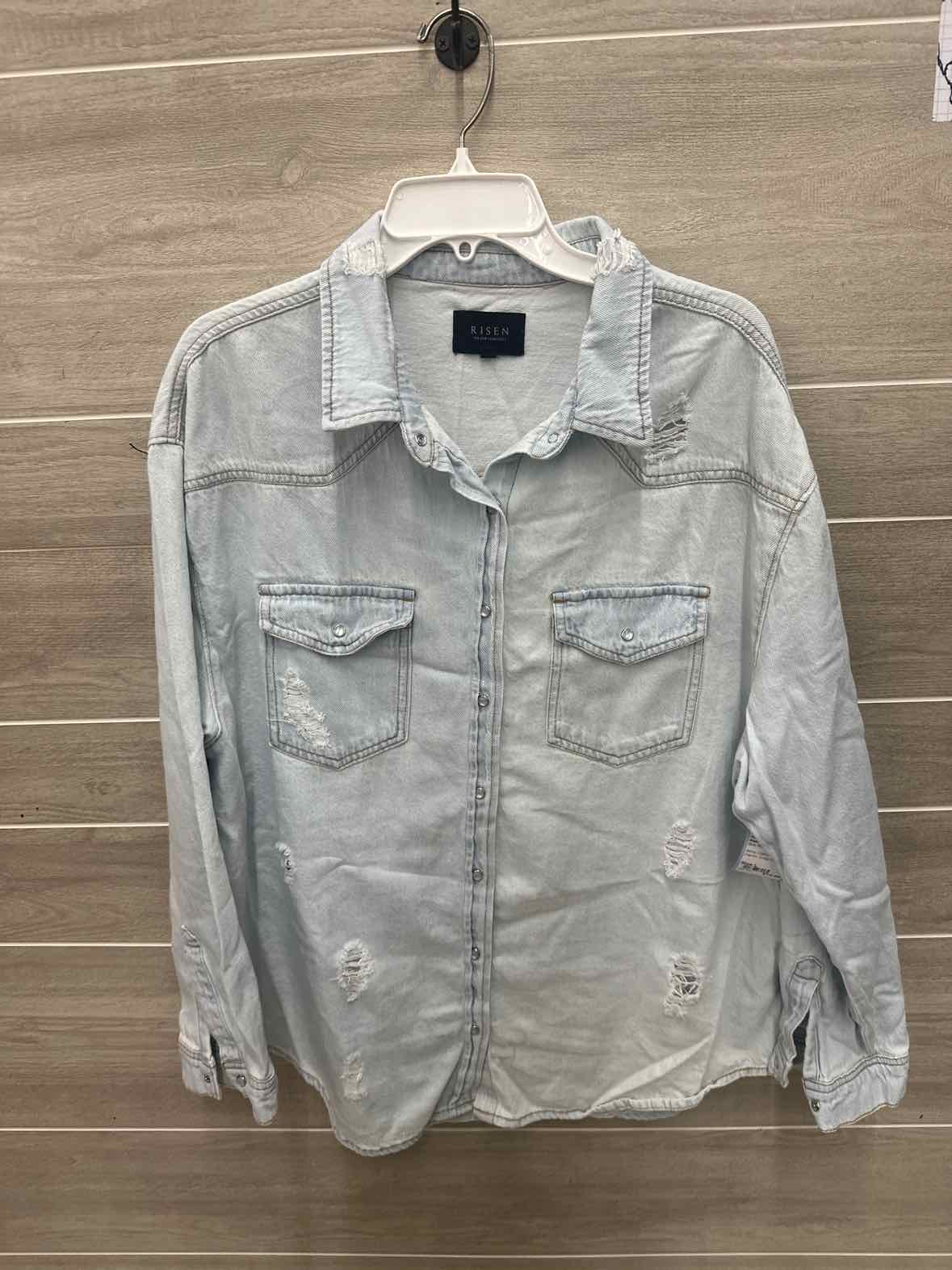 Risen Size L Blue Womens Shirt