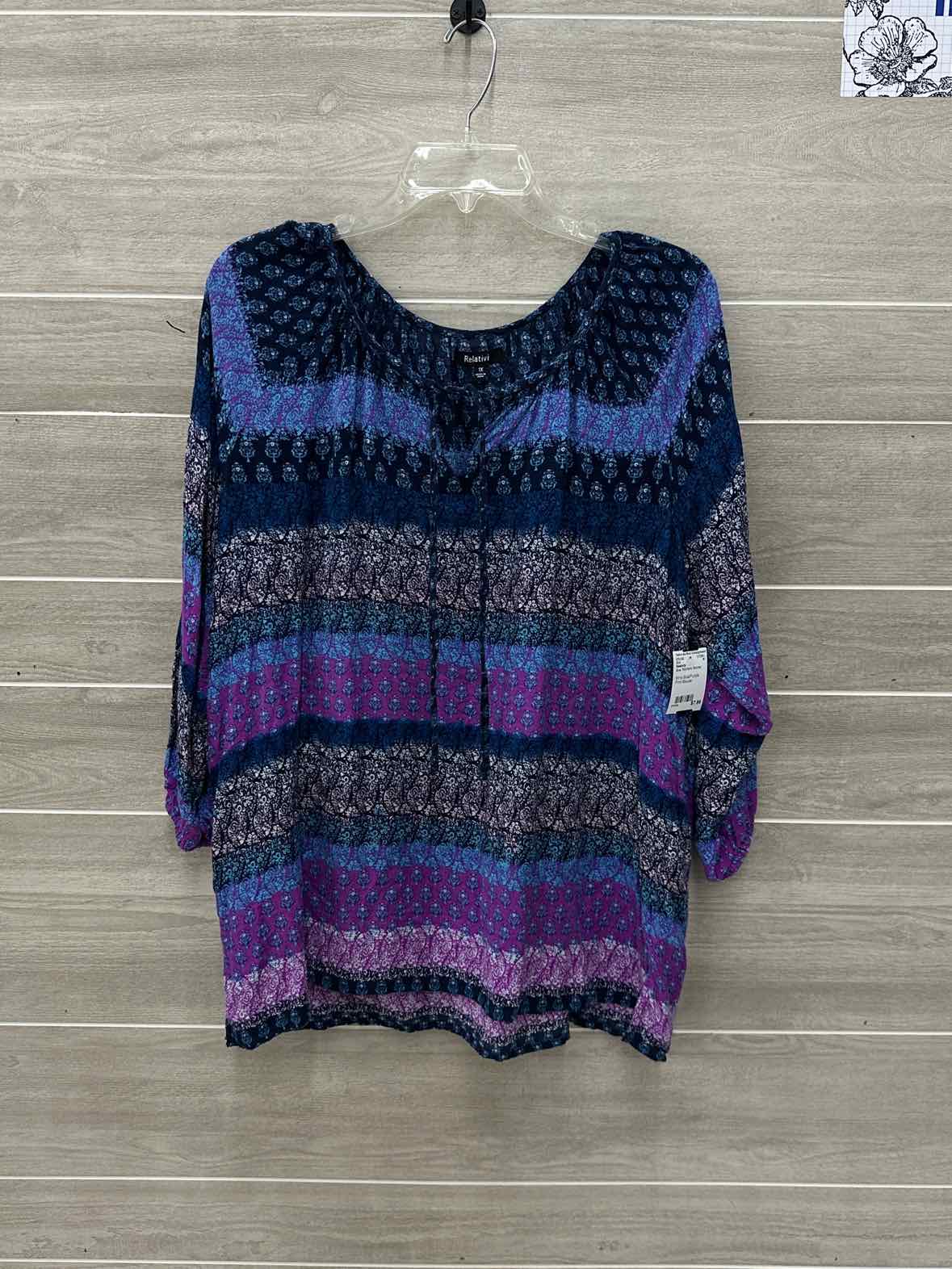 Relativity Blue Womens Women Size 1X Shirt