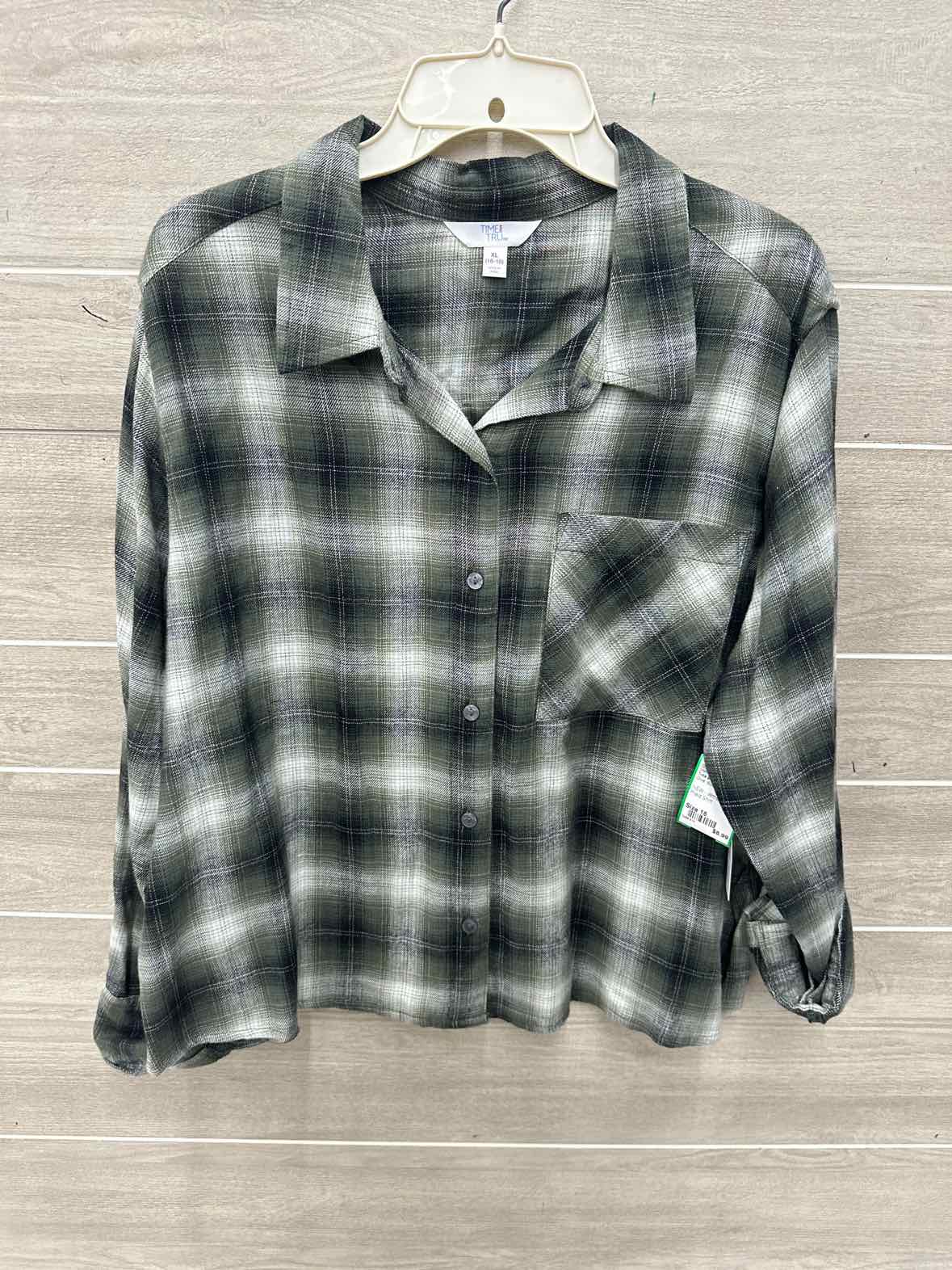 Time & Tru Size 16 Olive Womens Shirt