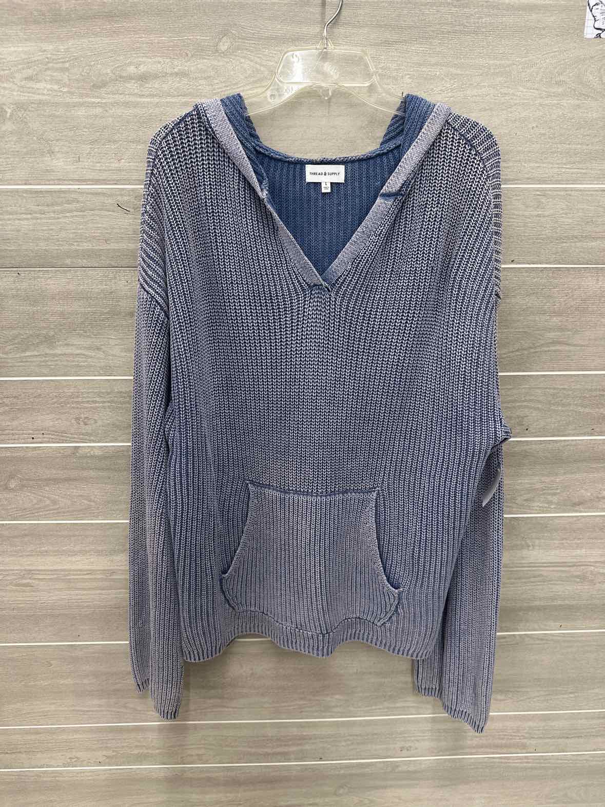 Thread + Supply Size L/XL Blue Womens Sweater