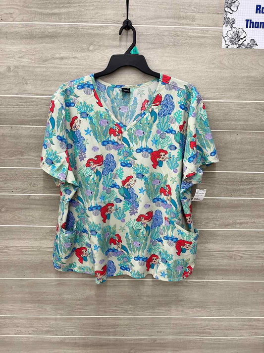Disney Green Womens Women Size 3X Scrub Top