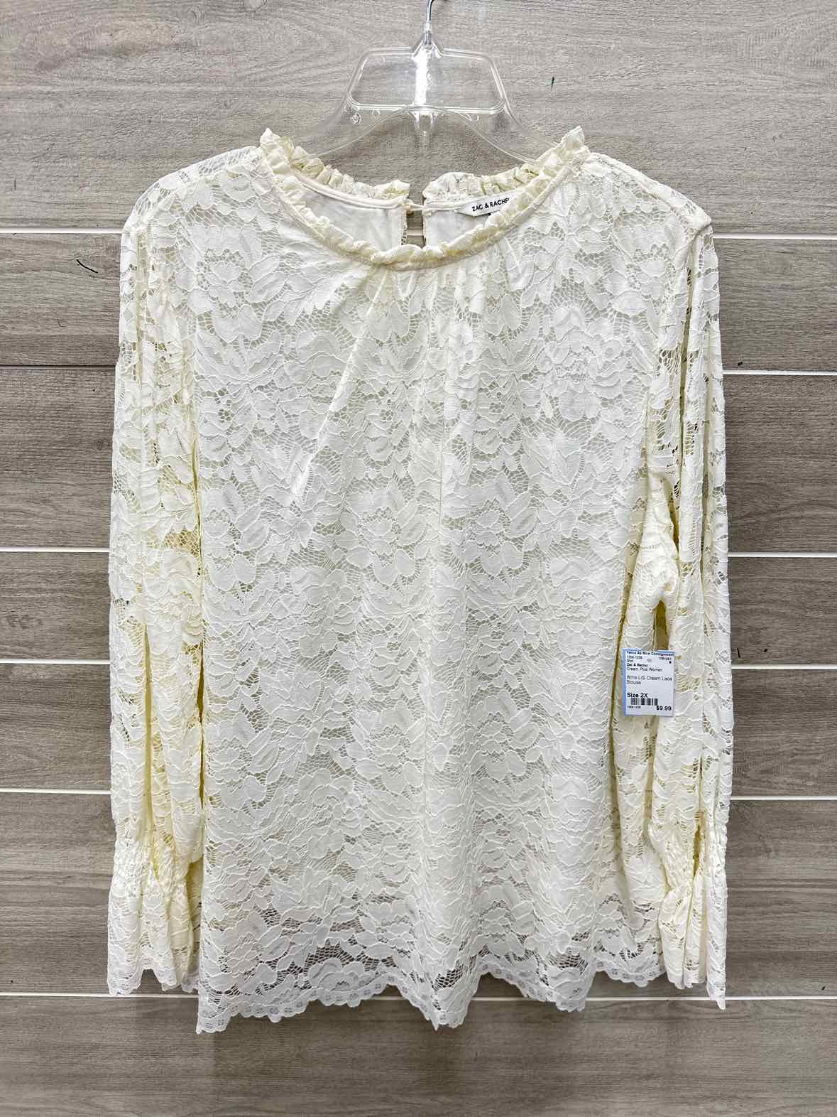 Zac & Rachel Size 2X Cream Plus Shirt