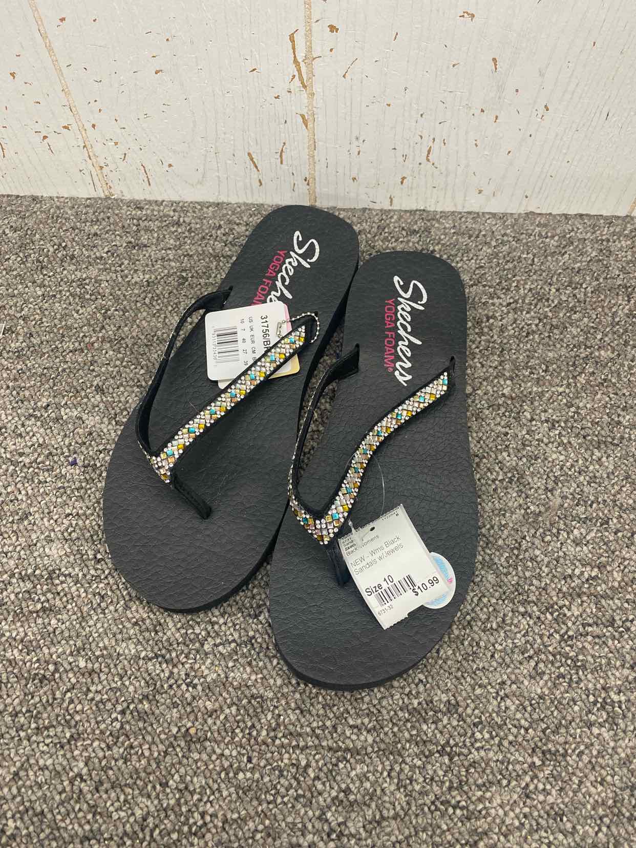 Skechers Black Womens Size 10 Sandals