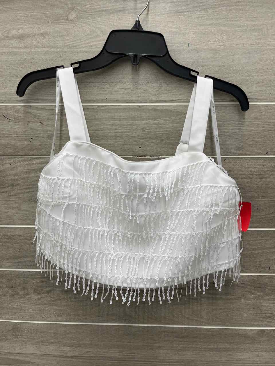 just me Size M White Junior Tank Top