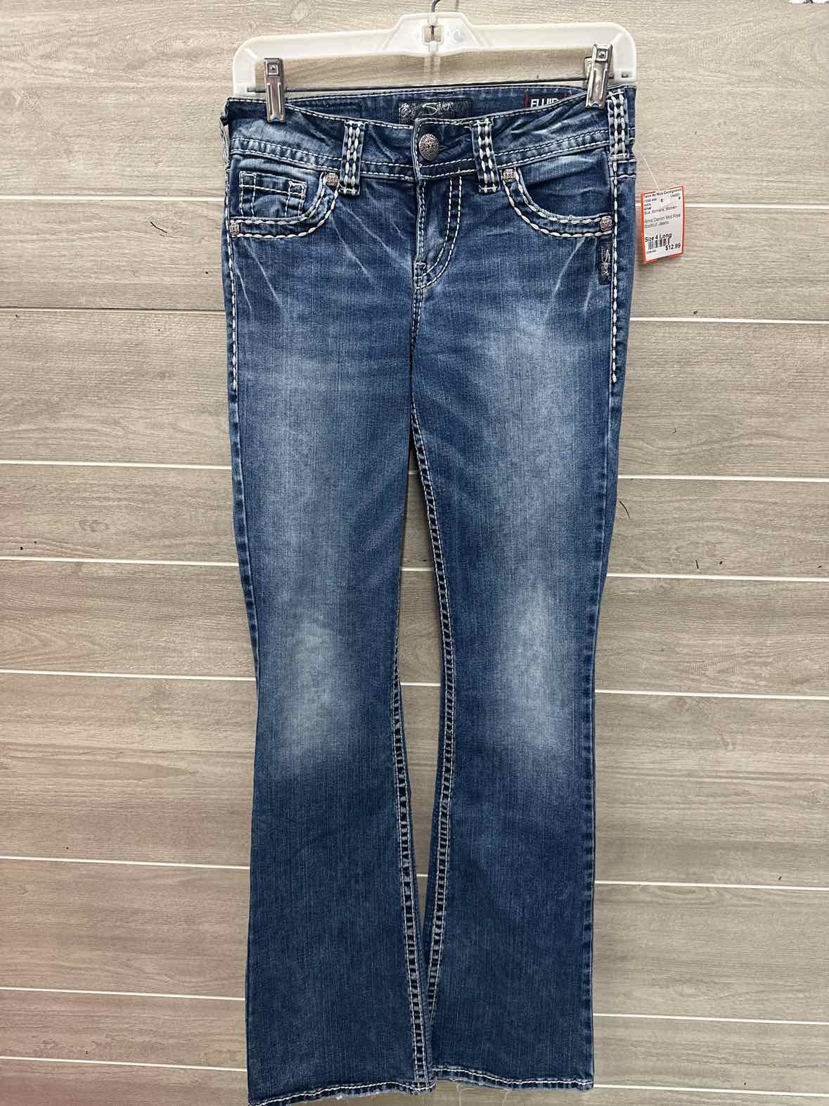 Silver Size 4 Long Blue Womens Jeans