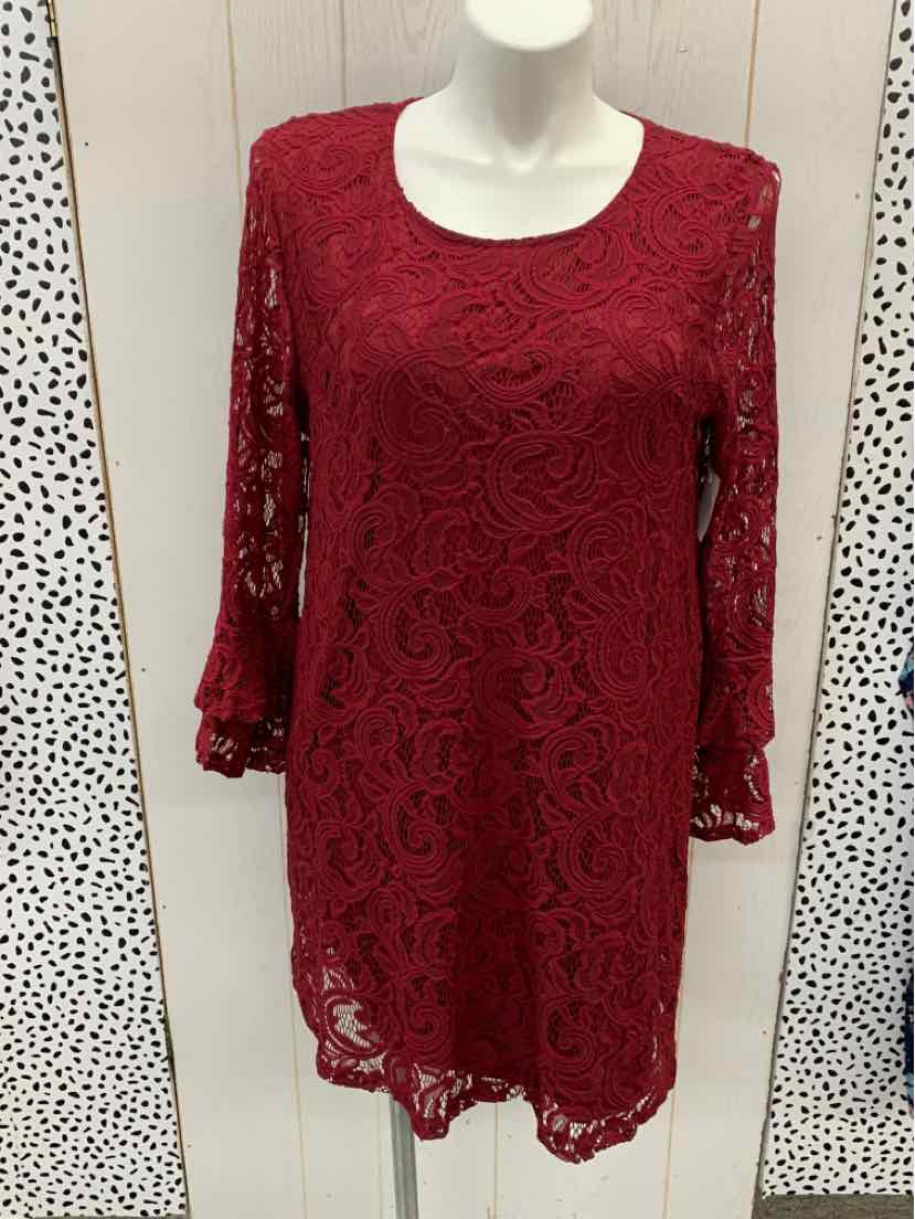 Tacera Burgundy Womens Size 14 Dress