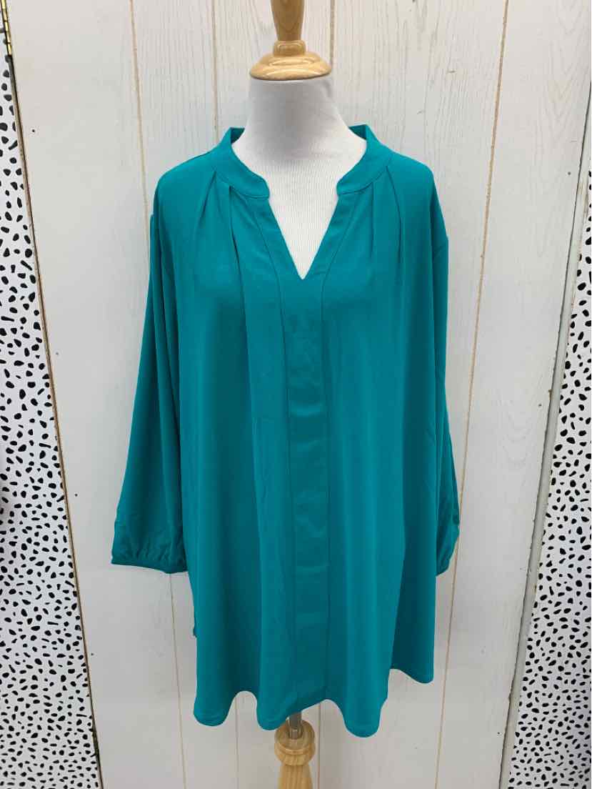 CJ Banks Teal Womens Size 3X Shirt