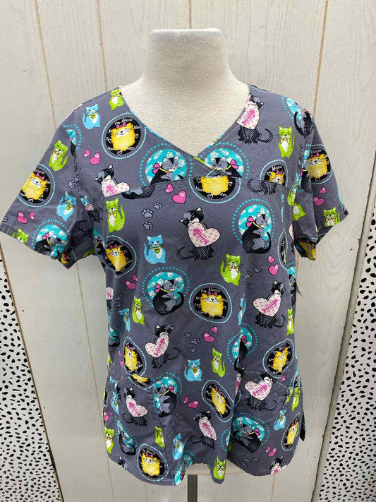 Scrub Star Gray Womens Size M Scrub Top