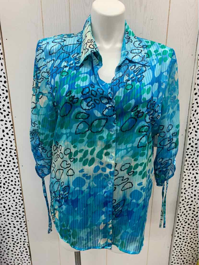 Susan Graver Blue Womens Size 18 Shirt