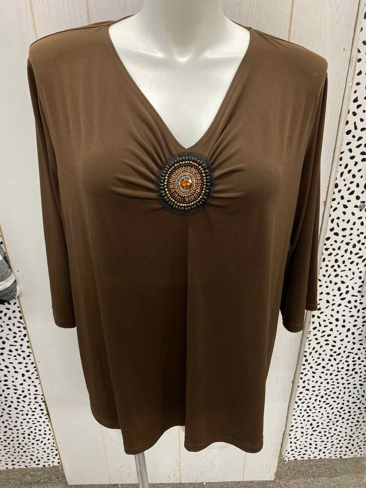 Susan Graver Brown Womens Size 3X Shirt