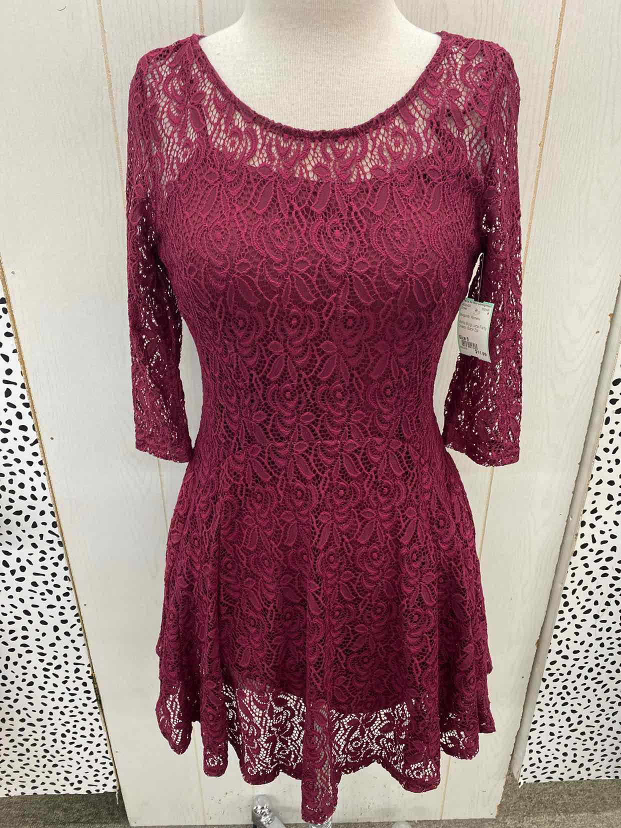 Burgundy Womens Size 6 Dress