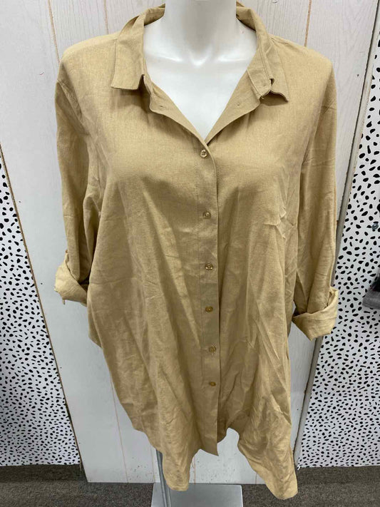 Jessica London Tan Womens Size 4X Shirt