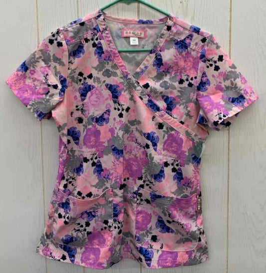 Koi Pink Womens Size XS Scrub Top