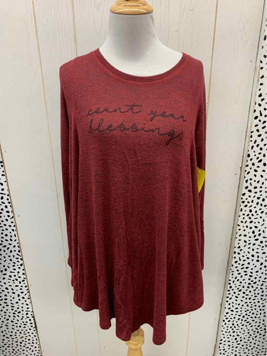 AnyBody Burgundy Womens Size S/M Shirt