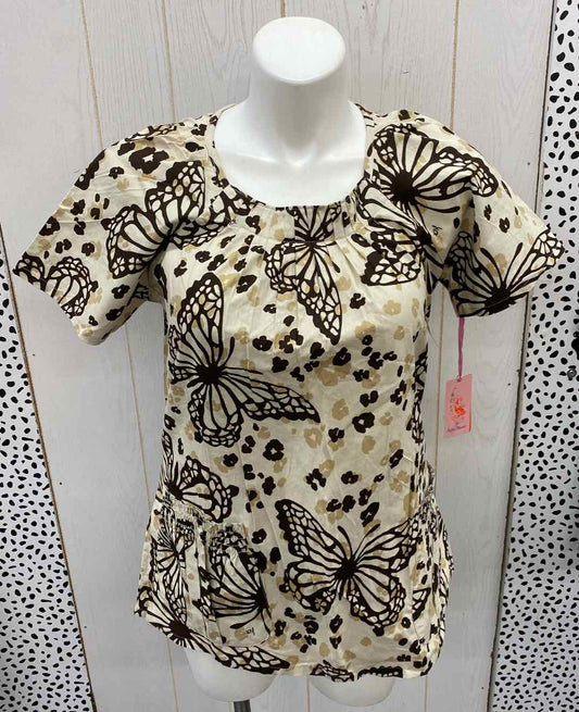 Koi Tan Womens Size L Scrub Top